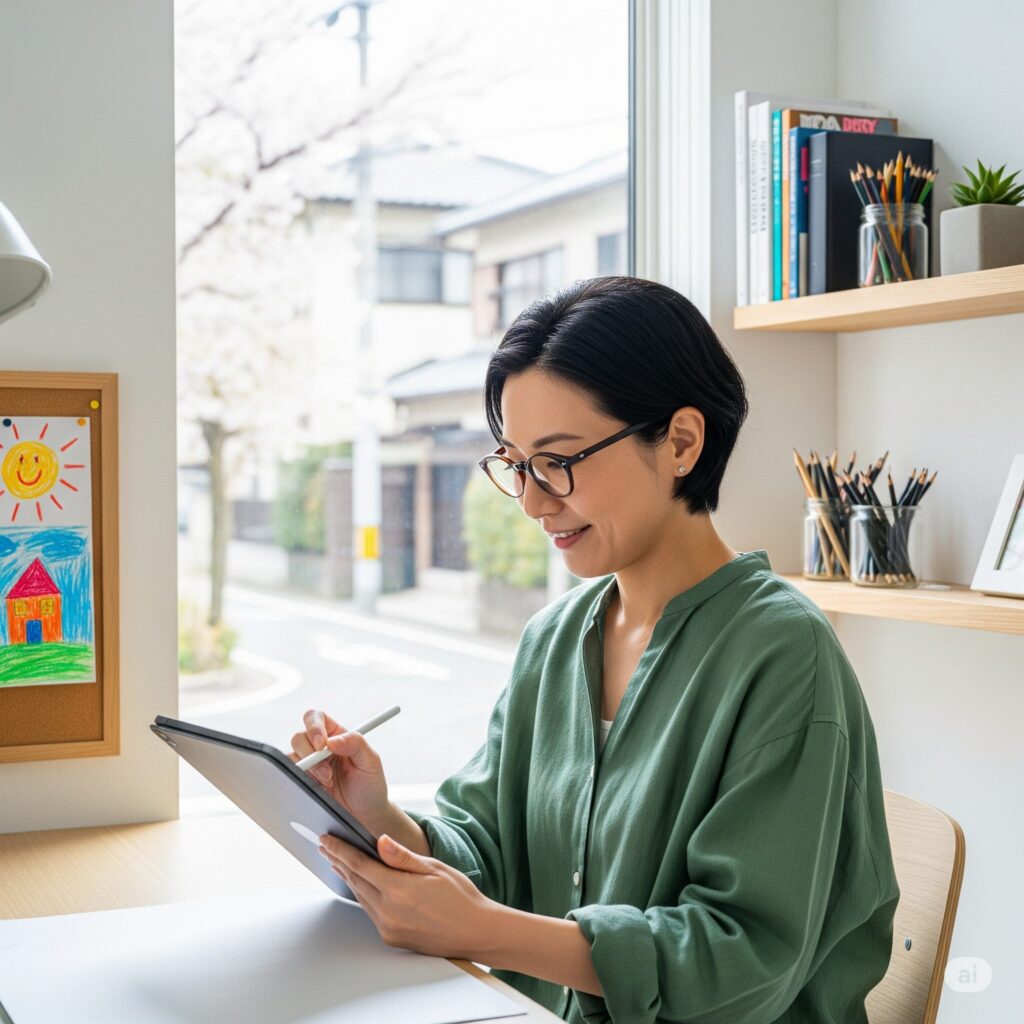 主婦が仕事をする様子２