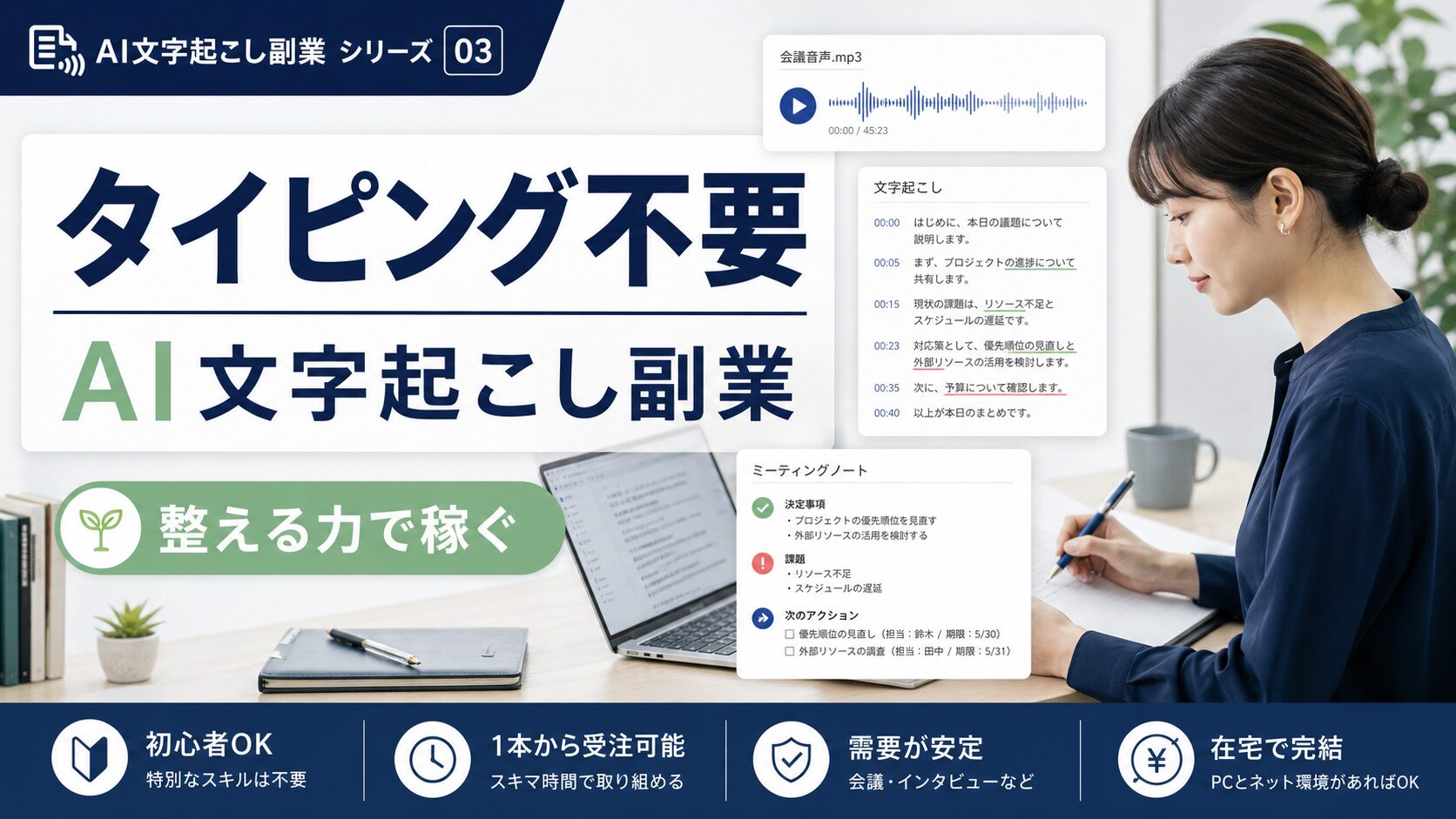 Notta副業の始め方【2026年最新】未経験から文字起こし・議事録作成代行で月3万円を稼ぐ5ステップ