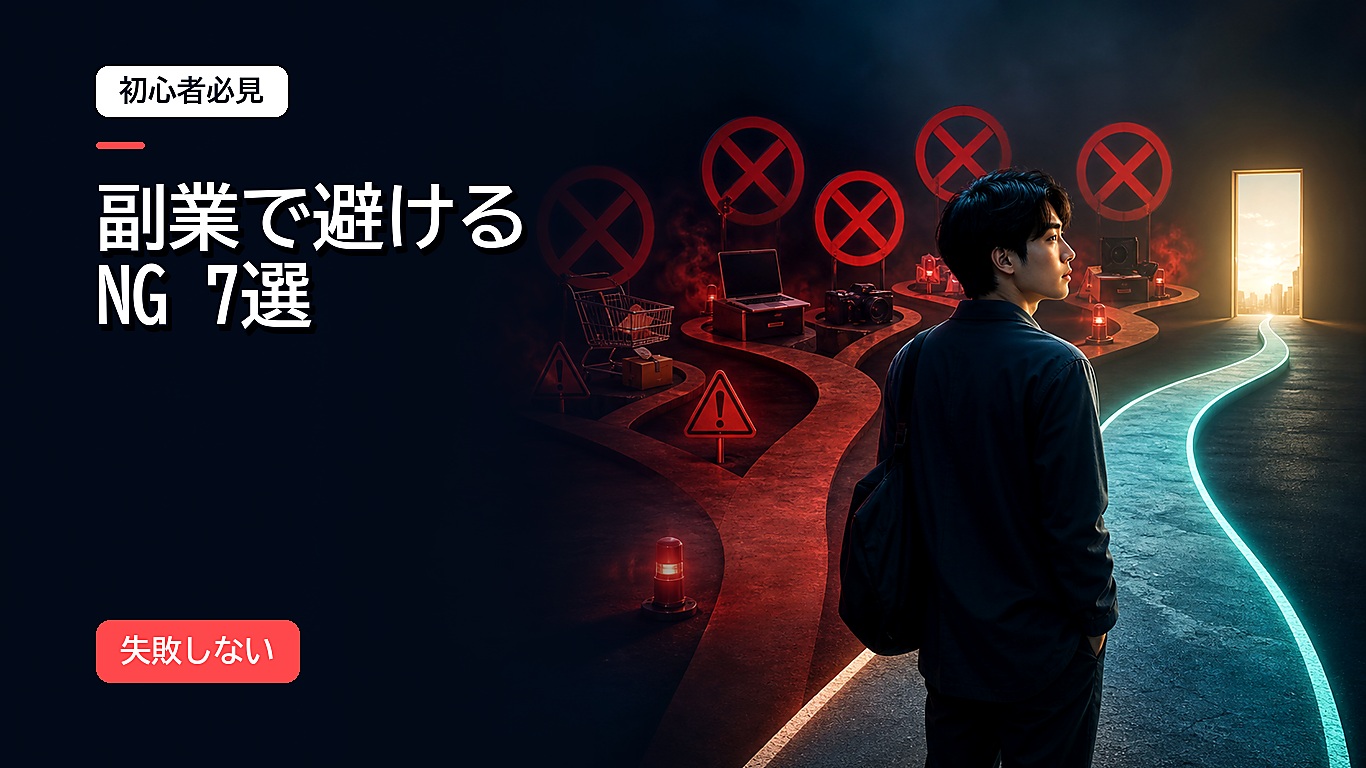 副業初心者が避けるべきNGパターンを示すアイキャッチ