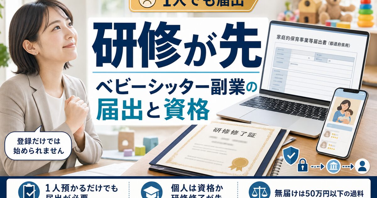 ベビーシッター副業【2026年】個人は資格か研修が先です