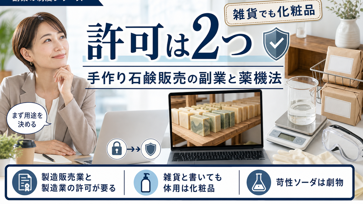 手作り石鹸販売の副業【2026年】許可は2つ要ります